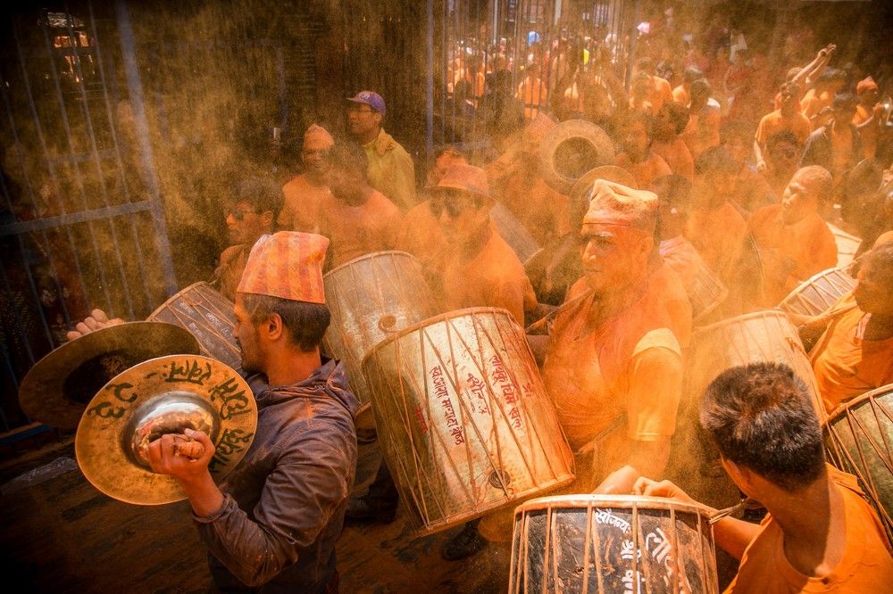 Vermilion color Festival of Nepal