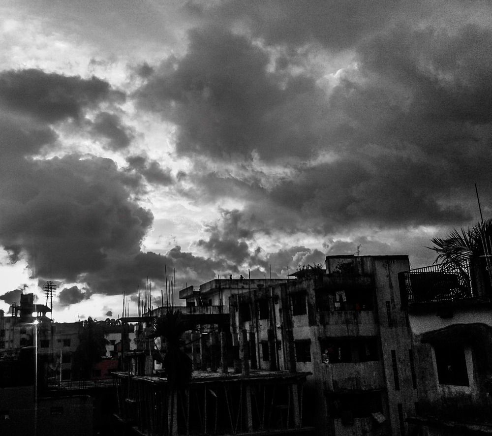 The Sun was setting & thunder was coming