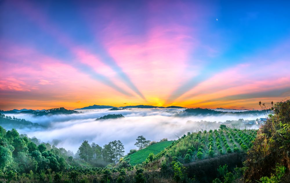 Dawn on the plateau in the morning