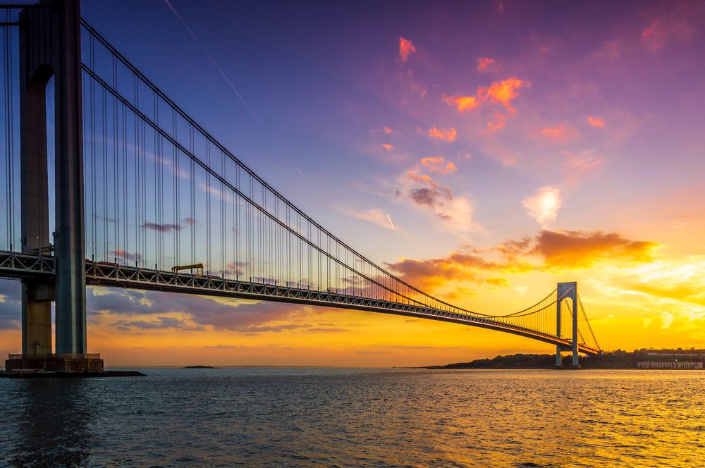The sunset over the Verrazano bridge