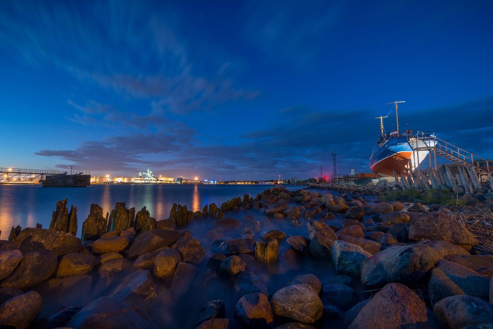 Port of Ventspils at night