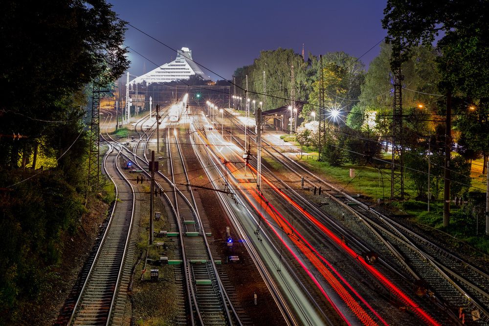 Railway station lights