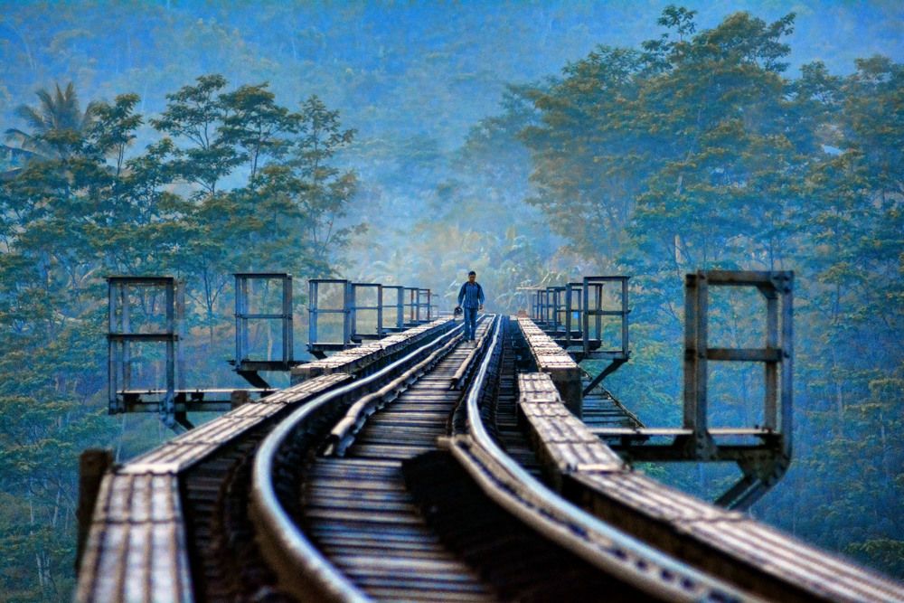 walking on the train tracks