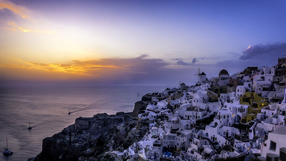 Santorini after sunset.