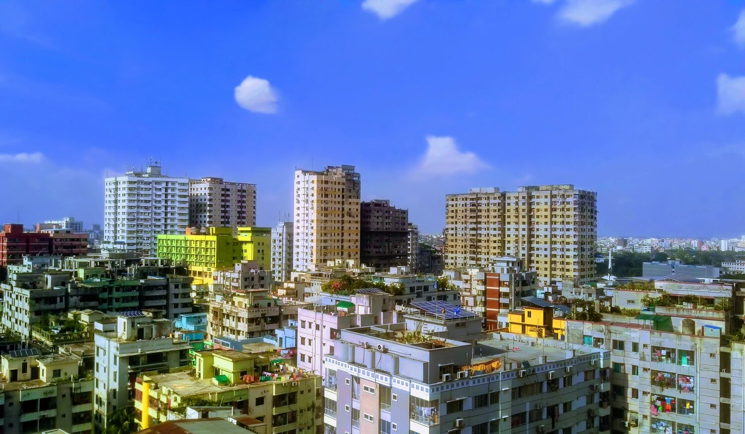 City view with blue sky
