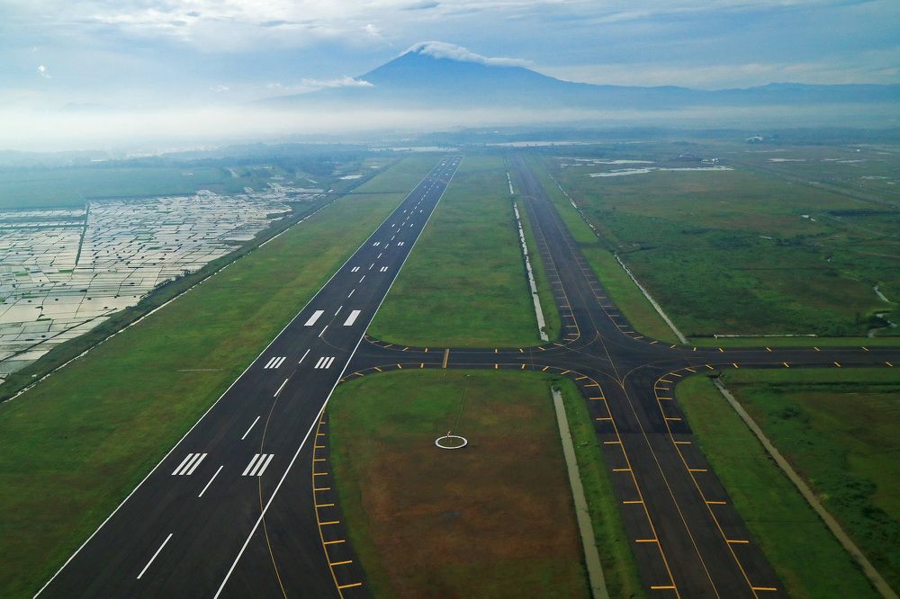 Runway West Java International Airport and Ciremai Mountain