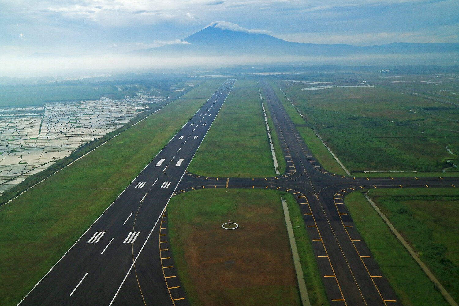 Runway West Java International Airport and Ciremai Mountain