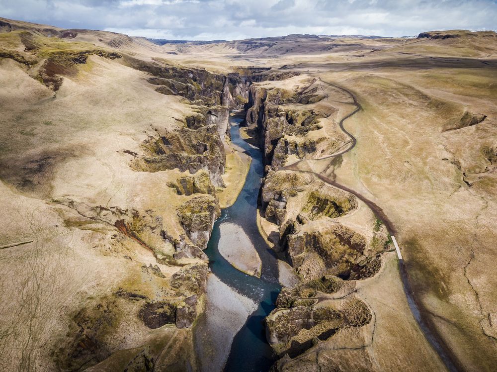 View of Fjaðrárgljúfur Canyon