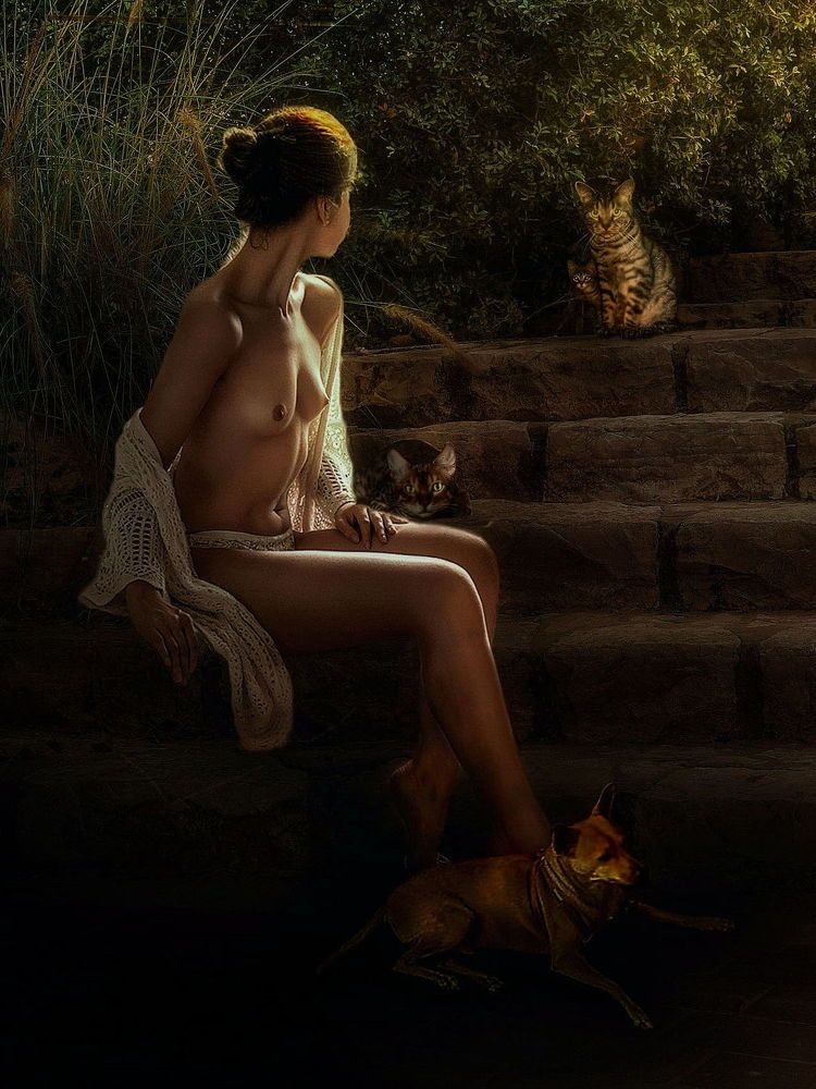 Алла, Мотя, и кошки.