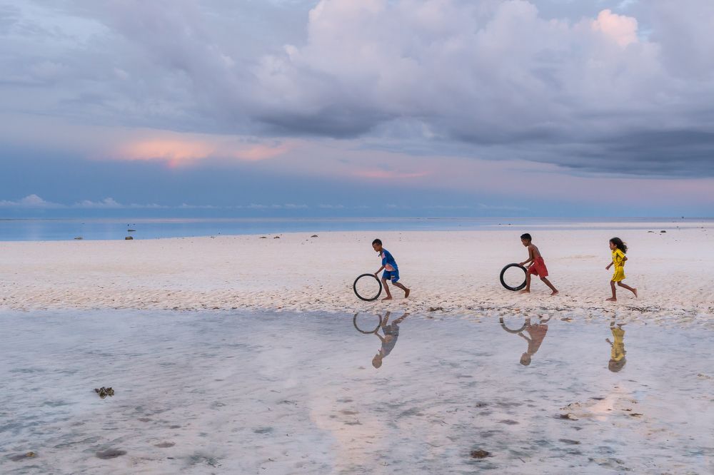 Playing on the beach
