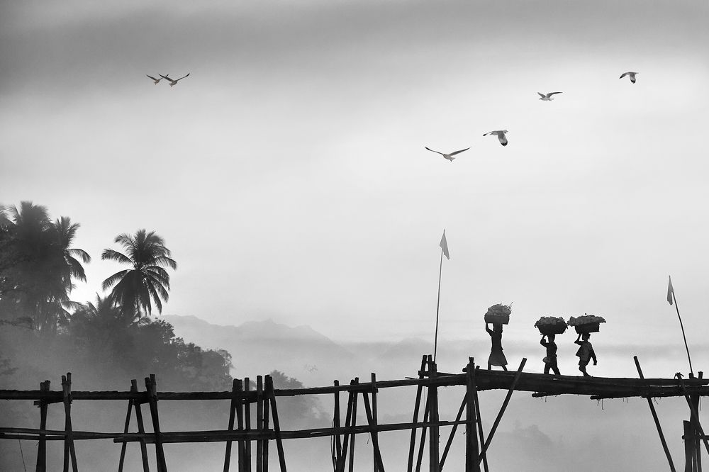 Bamboo bridge and Hawker
