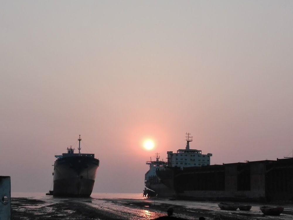 Sunset fron ship breaking yards