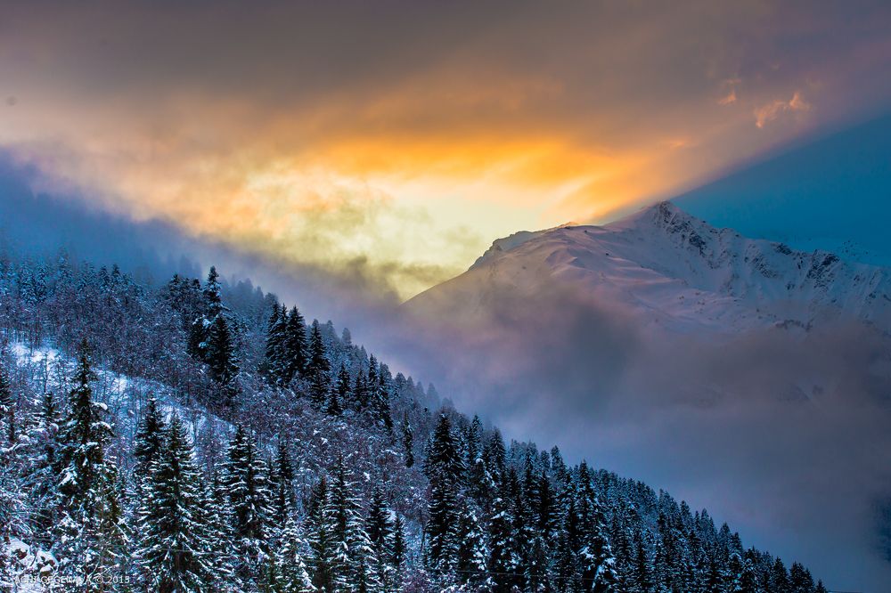 Georgia, Racha Forest (Sun Set in Winter)