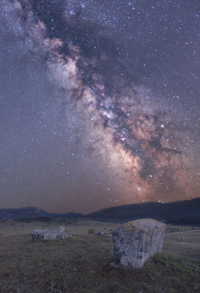 Milky way and thombstones