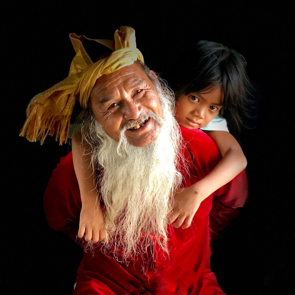 Grandfather and girl