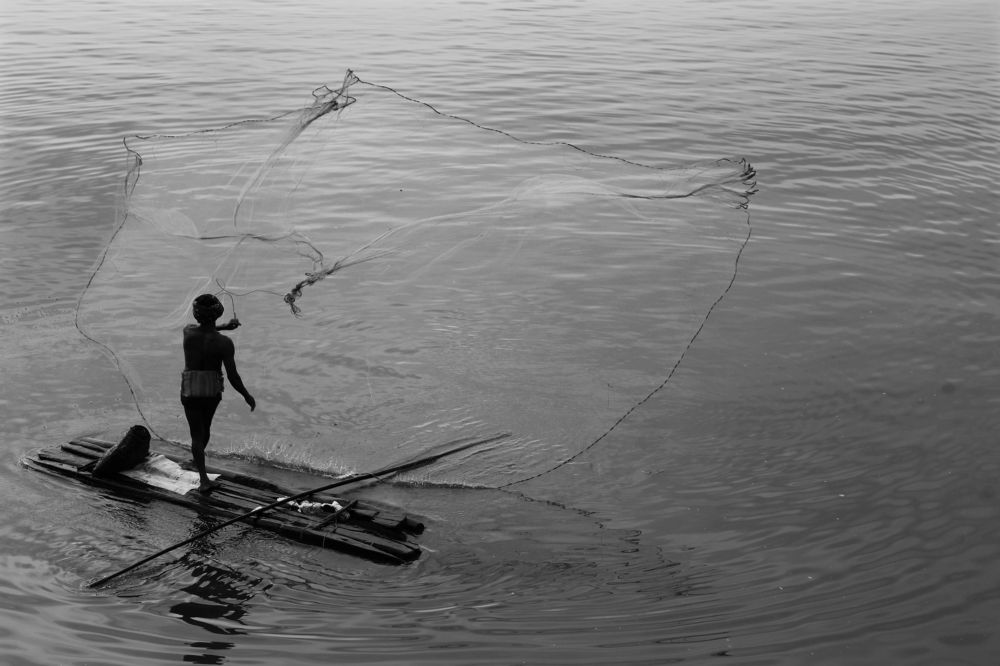 fishing with net