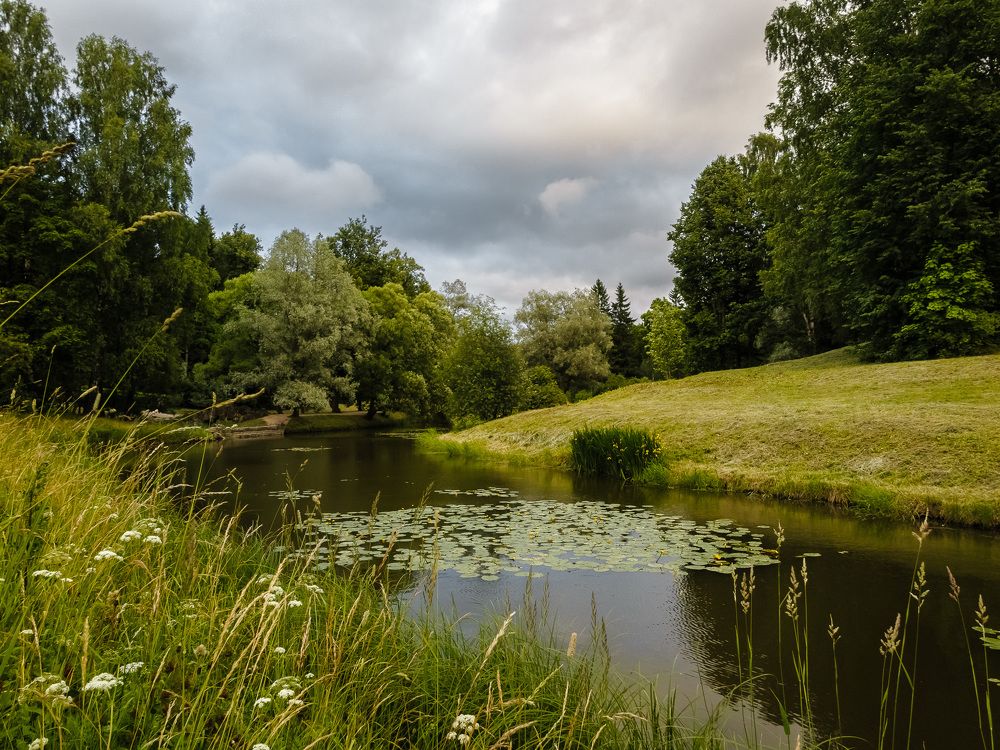 Пасмурный вечер у реки.