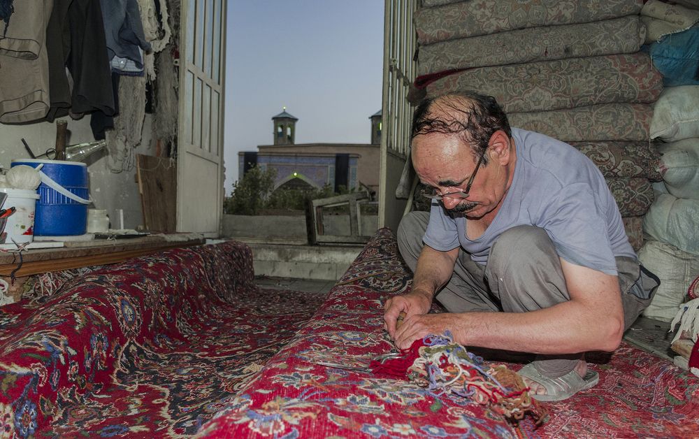 Carpet weaving in urban texture