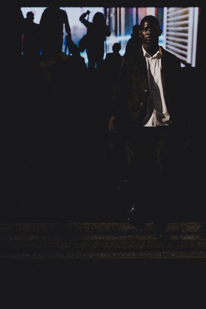 Man walking down the stairs