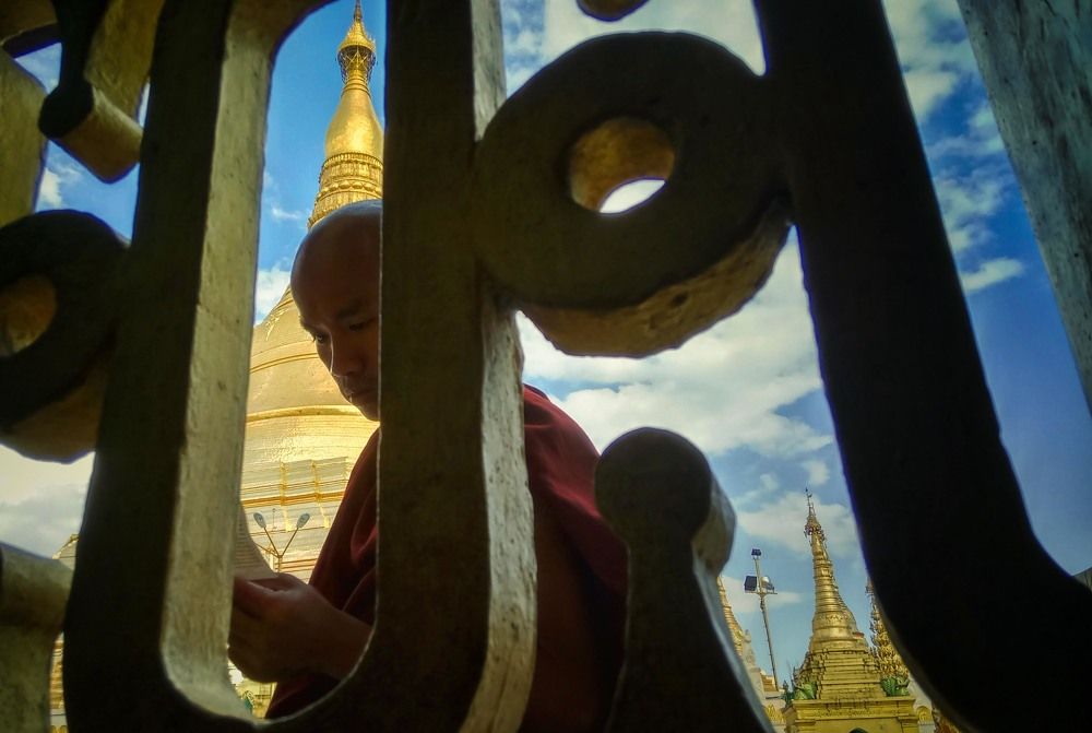 Myanmar Buddhist Monk at Shwedagon Pagoda