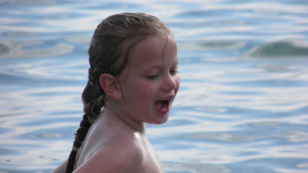 ...playing in the sea...