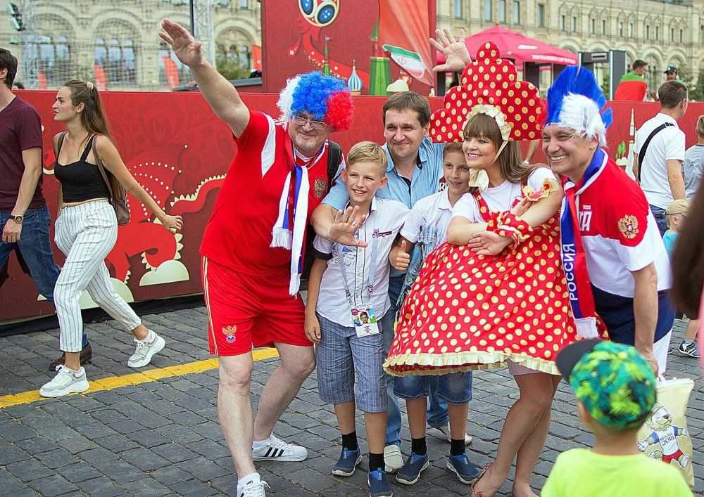 Русские фанаты на Красной площади.