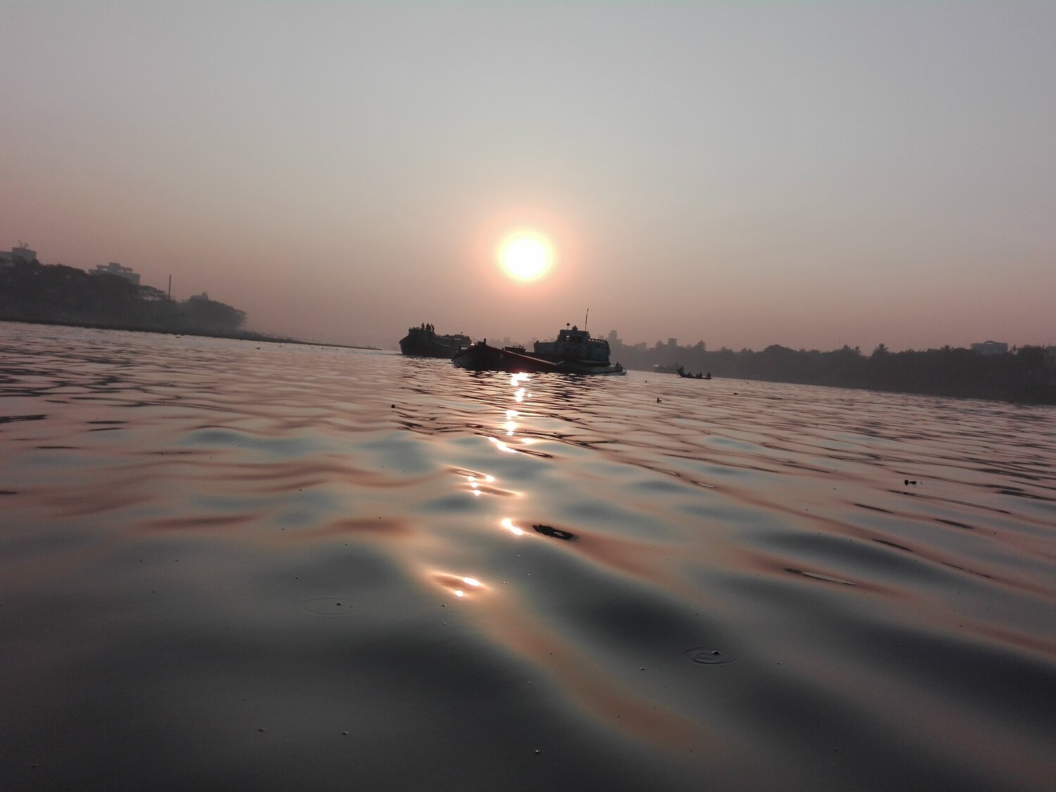 Sun Rises Over River