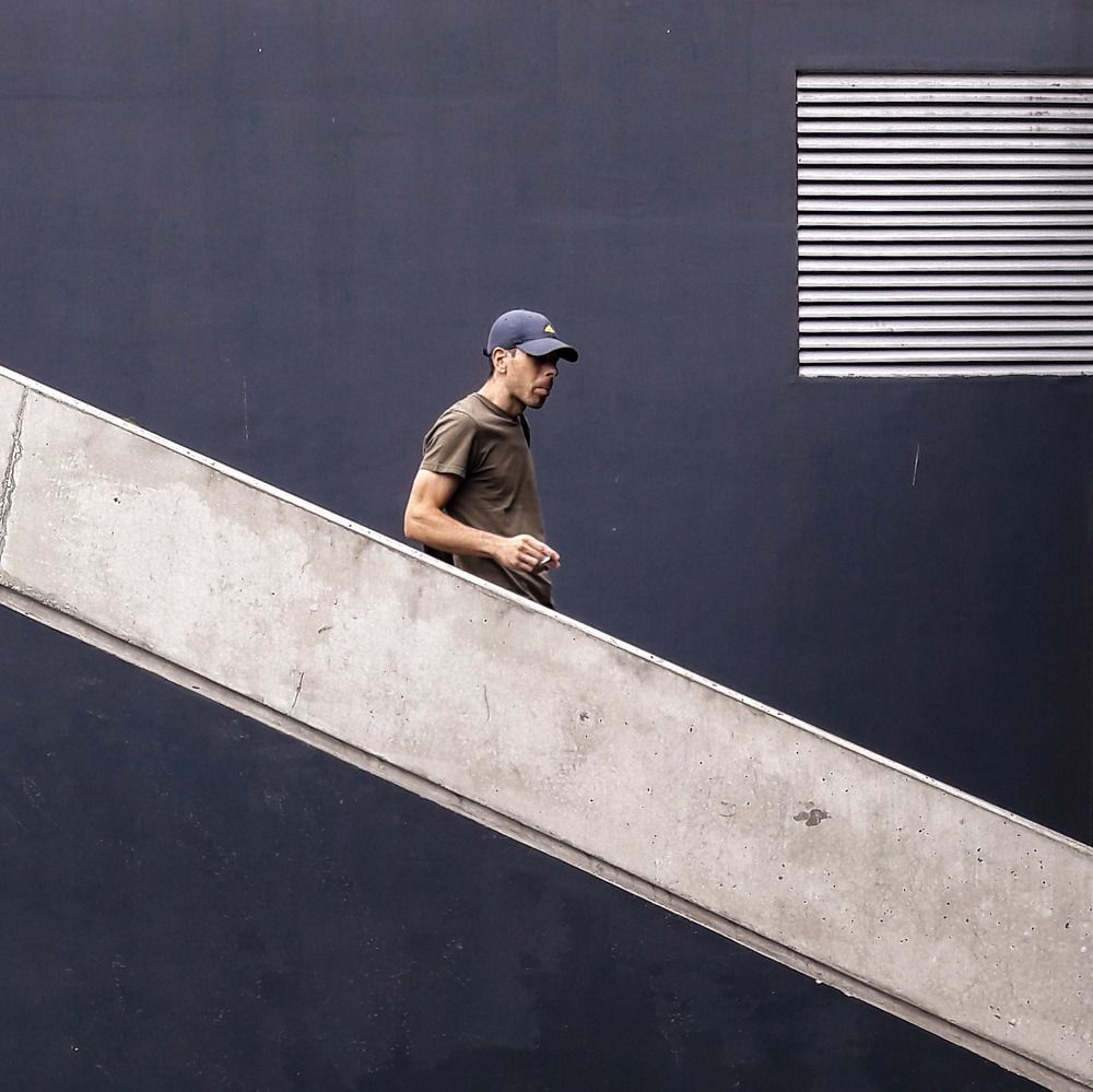 On stairs