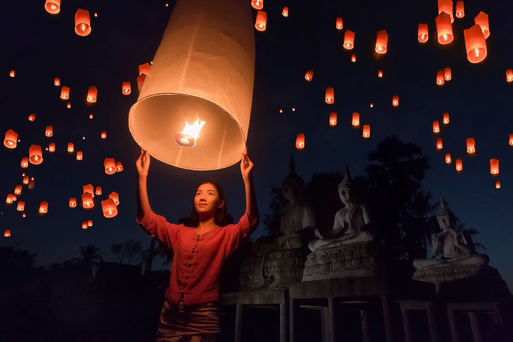 Floating lantern festival, Yi Peng in Chiang mai, Thailand.