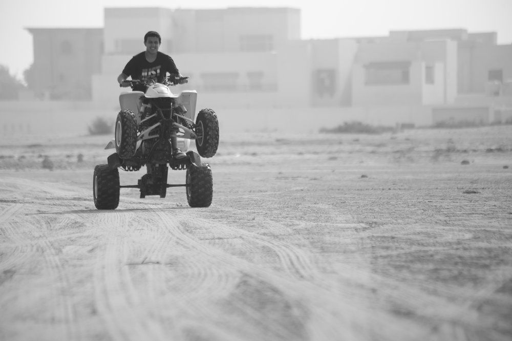 Desert drive at open sea