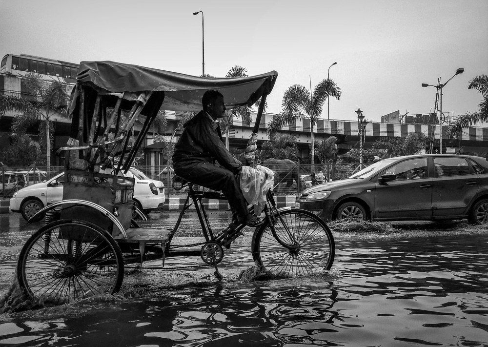 City in rain