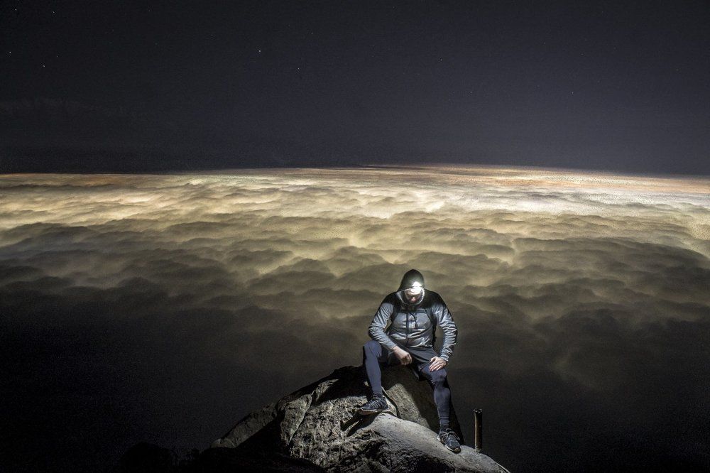 self portrait on the city fog