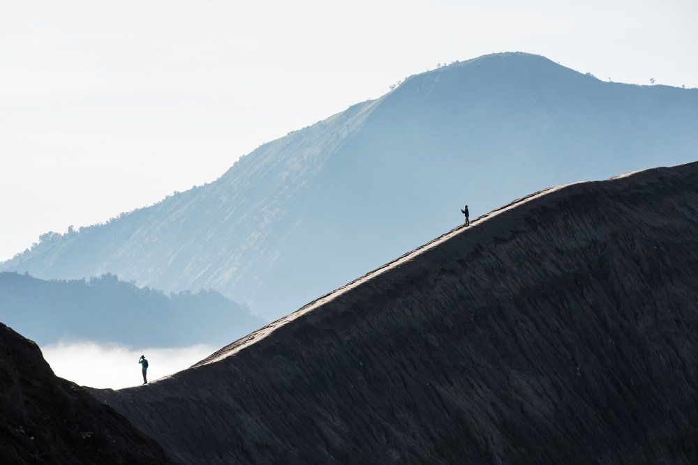 At the peak of Mount Bromo