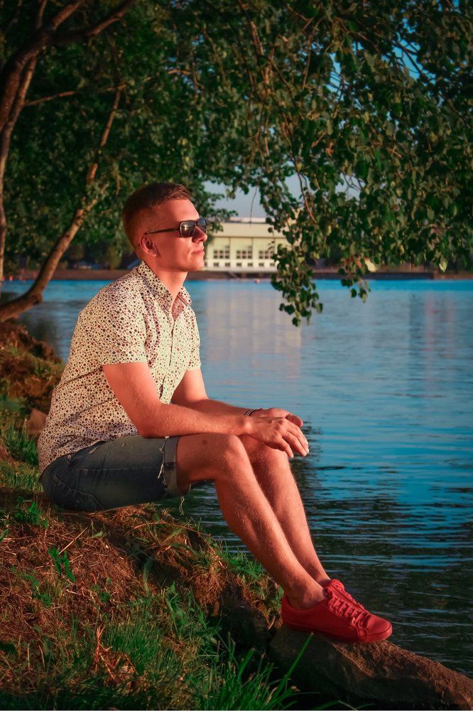 Man in sunset