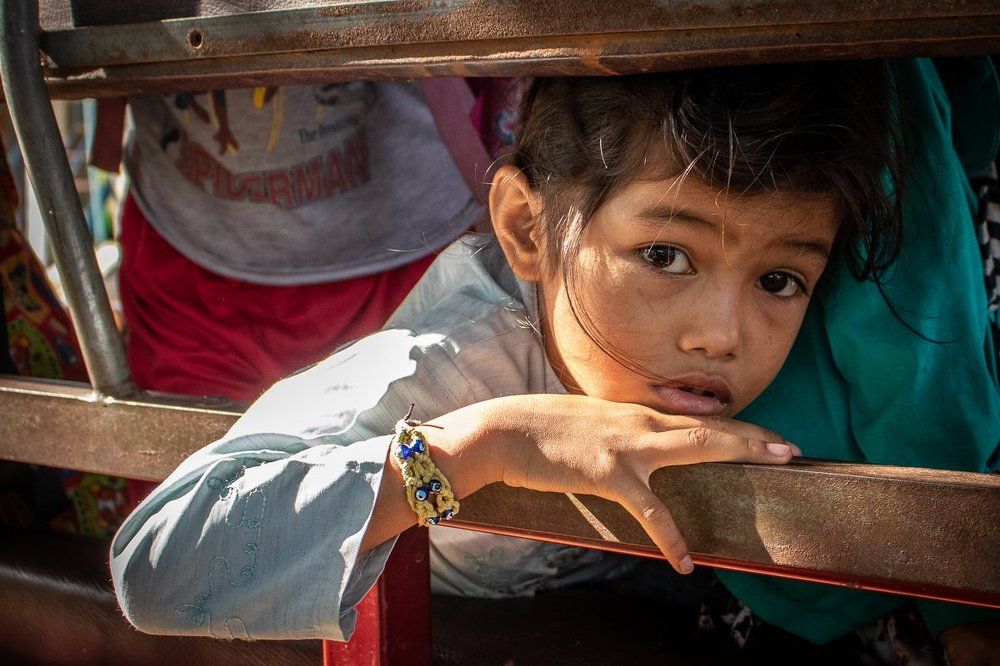 Girl on a school Bus
