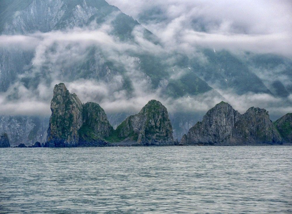 Туман клубится в океанской бухте