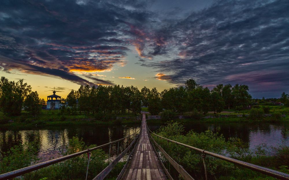 Вечер в деревне.Мост.