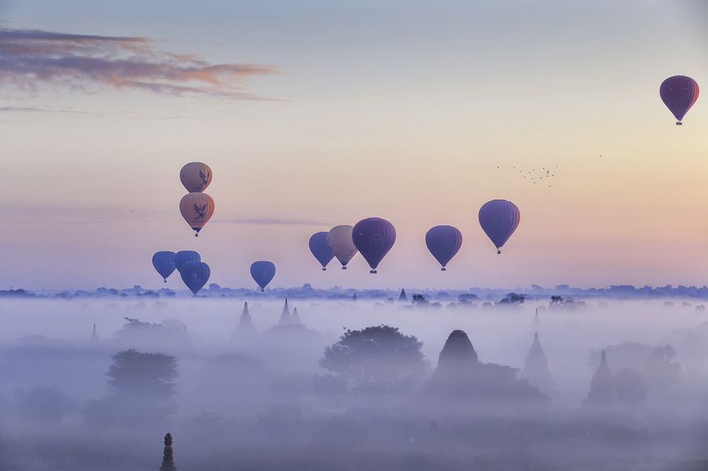 Dawn in Bagan ancient field