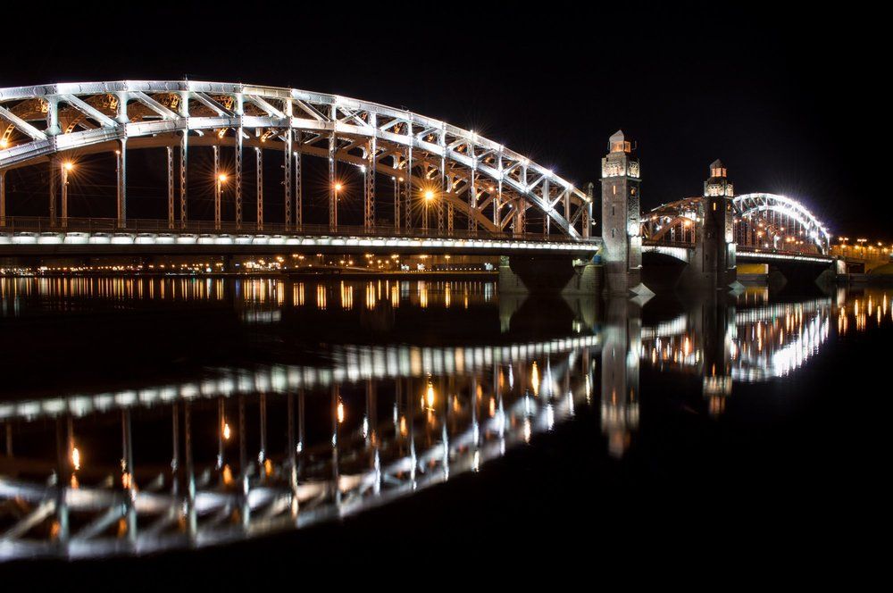 Ночная прогулка: Большеохтинский мост