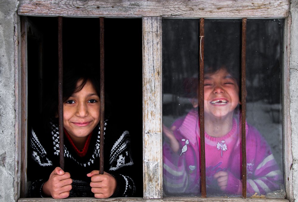 laughing and sad children