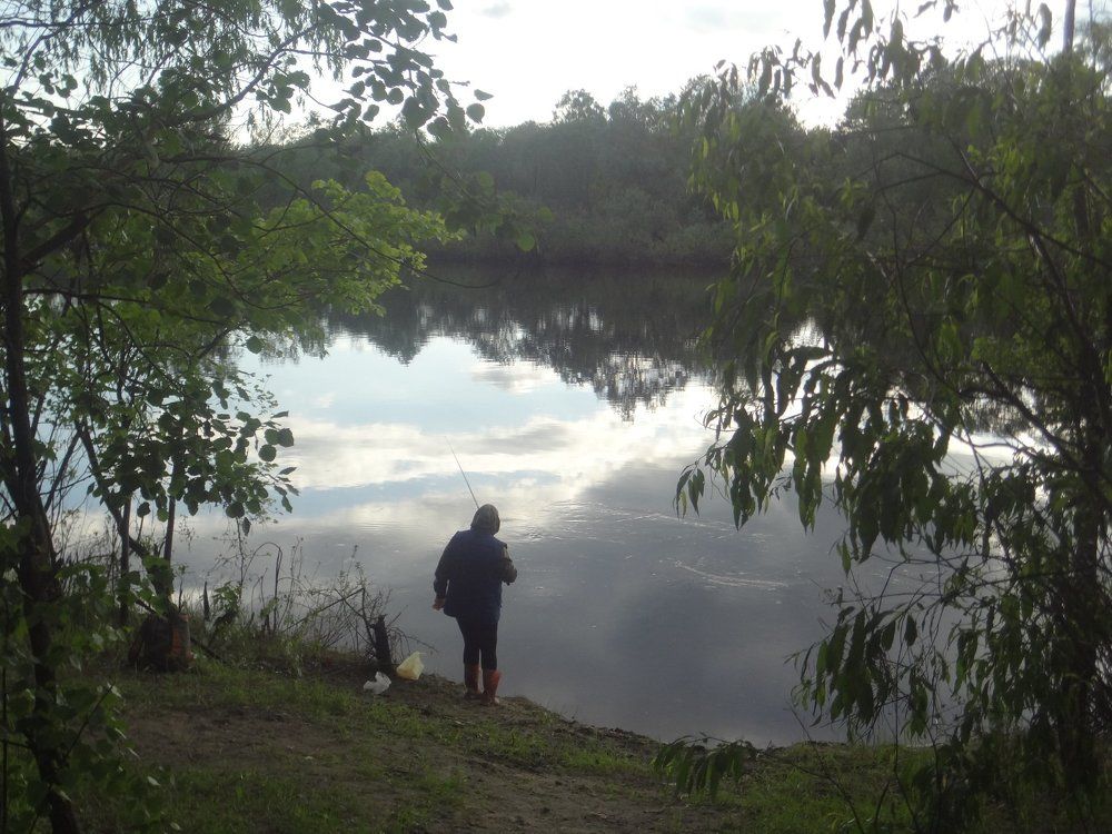 На берегу реки с удой