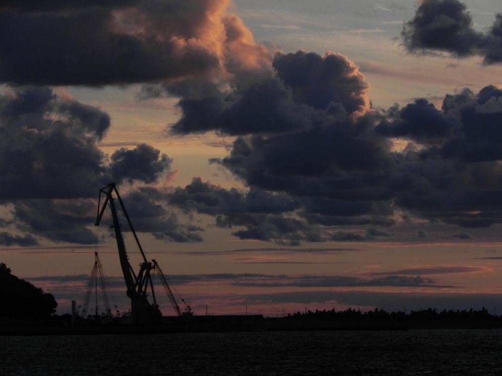 Sunset in port