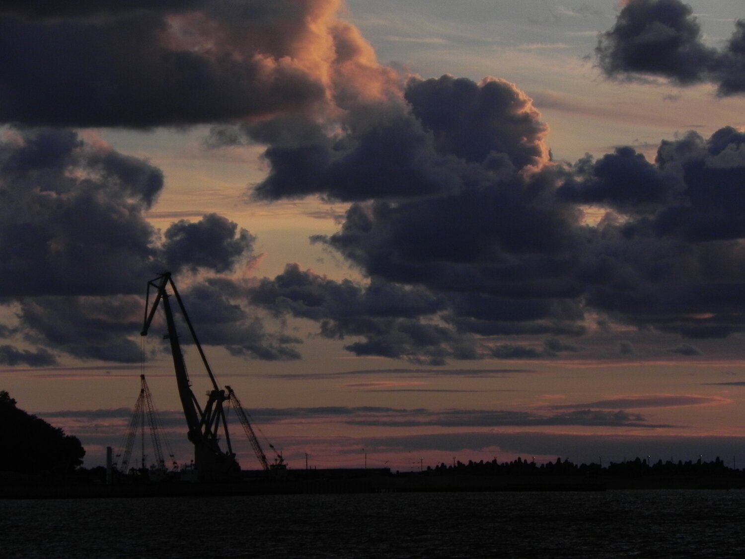 Sunset in port
