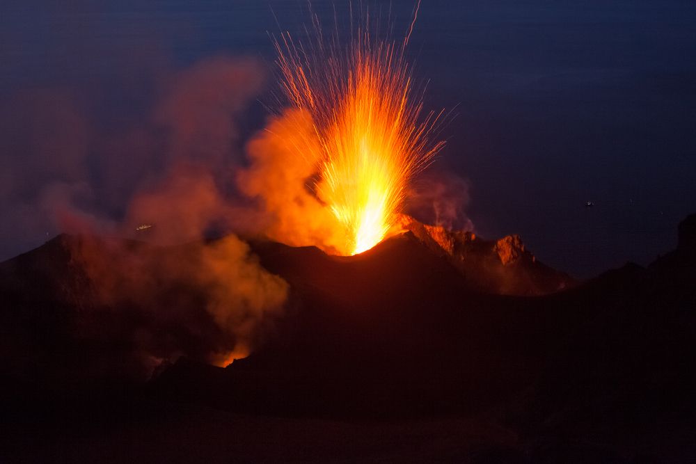 Stromboli vulcano on Aeolian islands, Italy
