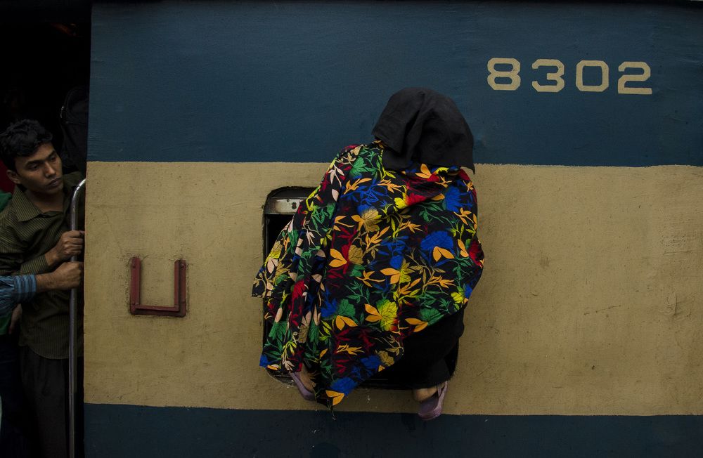 eid festival train journey a hanging on window.