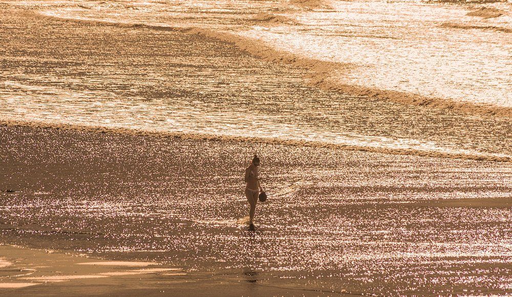 Walking on the seaside
