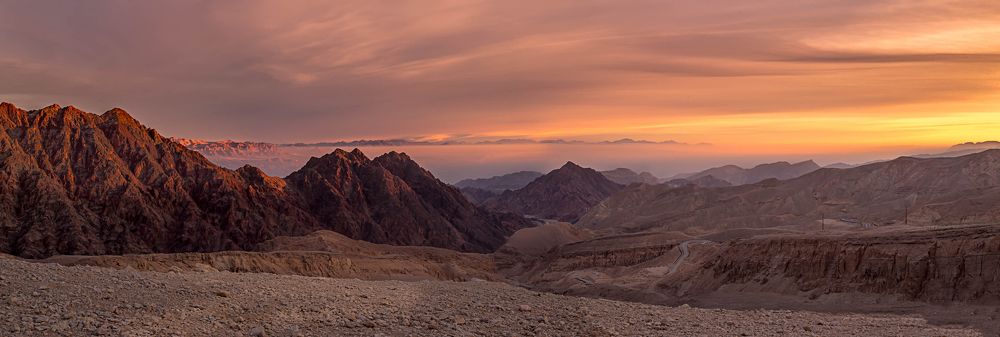 sunset at eilat mountains