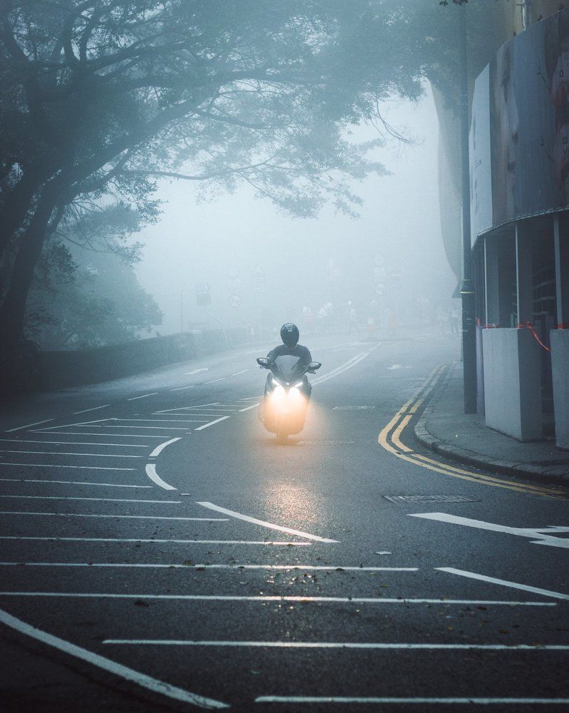 Motorcycle in the fog