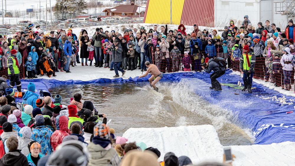 На сноуборде через лужу