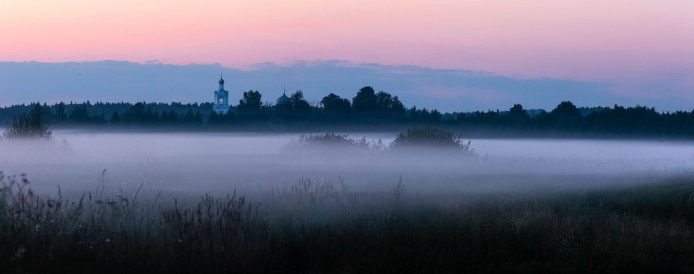 Foggy July evenings in Moscow region
